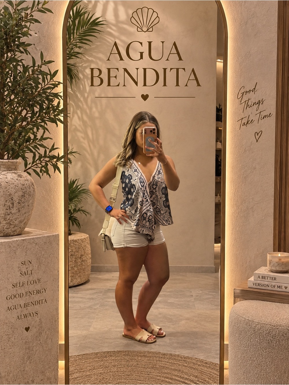 Agua Bendita Navy and White Paisley V-Neck Camisole